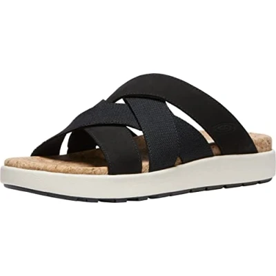 Image of Elle Mixed Slide Leather Textile Women&#039;s Slides Sandals