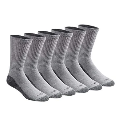 Image of Dickies Men&#039;s Multi Pack Dri Tech Moisture Control Crew Socks Casual, Grey (6 Pairs), Large (Pack of 6)