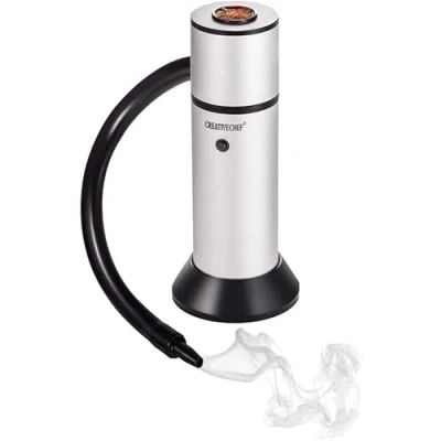 Image of CREATIVECHEF SG16 Portable Smoke Gun for Food &amp; Cocktail Smoking Kit Aluminum Alloy Smoker Infuser with Wood Chips, 6.3&quot;x2.6&quot;, Sliver