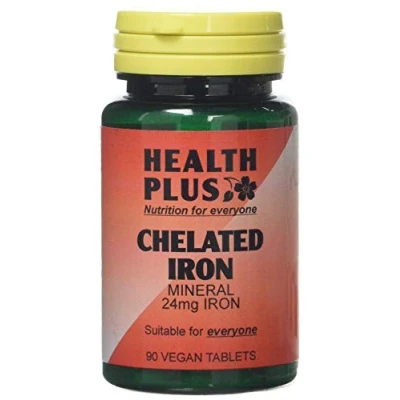 Image of Health Plus Chelated Iron 24mg Mineral Supplement 90 Tablets