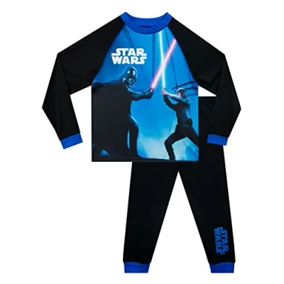 Image of Star Wars Pyjamas Long Sleeve Luke Skywalker vs Darth Vader for Kids Black 3 4 Years Official Merchandise