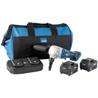 Image of Draper D20 20V Brushless Nibbler, 2 x 3.0Ah Batteries, 1 Twin Charger, Bag
