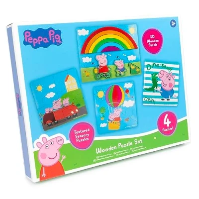 Image of Peppa Pig Wooden Jigsaw Puzzle Set Fun And Educational Baby Toy For 3 Year Olds Up Toddler Games Puzzles Gift Kids
