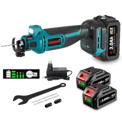 Image of Cordless Drywall Cut Out Tool Brushless Rotary Saw with Up to 30000 RPM, Compact Spiral Kit for Cutting Wood Drywall, Sheetrock,