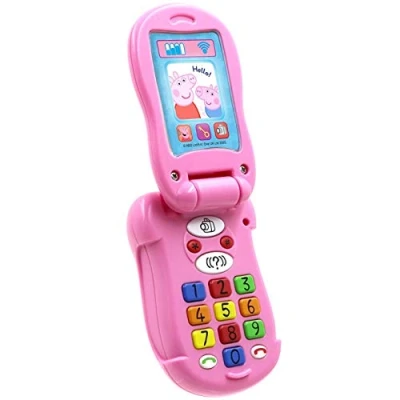 Image of Peppa Pig PP06 Peppa&#039;s Flip &amp; Learn Toy Phone for Kids Interactive Learning and Child Development, Colours Number Recognition Communication, 3+ Years, Single, Multi
