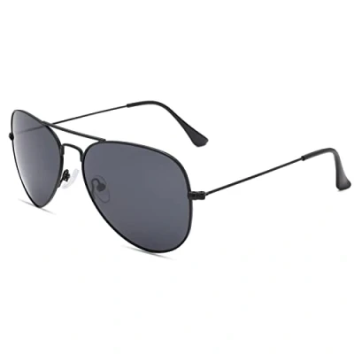 Image of Pro Acme Classic Polarized Pilot Sunglasses for Men and Women UV400 Protection (Black Frame Black Lens)