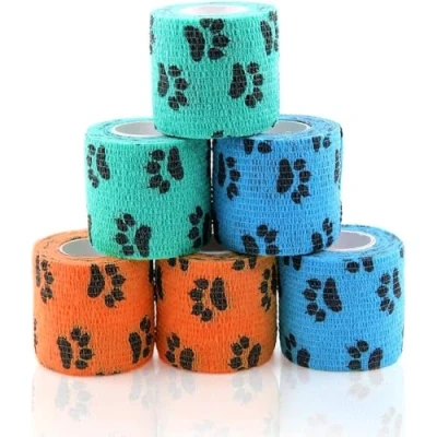 Image of 6 Rolls Pet Vet Wrap Self Adhesive Cohesive Bandage 5cm x 4.5m Adherent for Dogs Tape Elastic Wrist Ankle Sprains &amp; Swelling