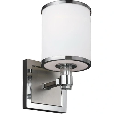 Image of Prospect Park 1 Light Indoor Wall Satin Nickel, Chrome, E27