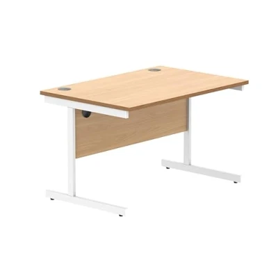 Image of Office Hippo Essentials Rectangular Writing Computer Work Place, Home Desk with Cable Port Management, Norwegian Beech, 120x80cm