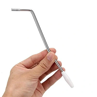 Image of Alnicov 6MM Thread Tremolo Arm Whammy Bridge Bar Single Vibrato Rocker for Electric Guitar System Chrome with White Tip