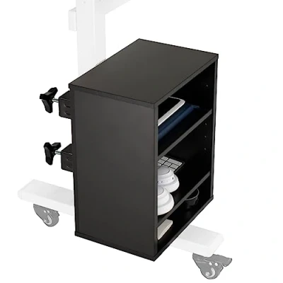 Image of VIVO Clamp on Under DESK Shelving Unit, Office Accessory Holder for Supplies, Gaming Devices, and More, Multi Level Storage Shelves, Workstation Organizer, Black, SHELF3CL
