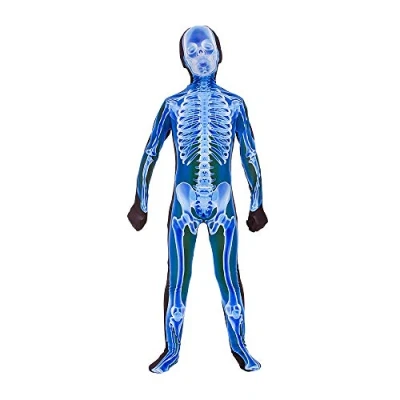 Image of Kids Unisex X Ray Skinz Large (11 13 years) Skeleton Print Halloween Fancy Dress Costume