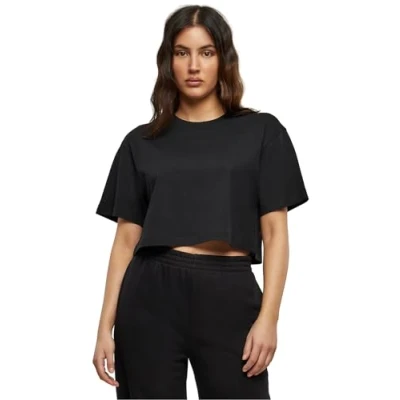 Image of Build your Brand Women&#039;s Ladies Short Oversized Tee T Shirt, Black, XL
