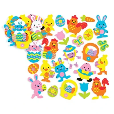 Image of Baker Ross AV987 Easter Foam Stickers for Children Creative Art Supplies &amp; Decorations (Pack of 120), Assorted, One Size