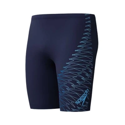 Image of Speedo MENS Medley LOGO Jammer Swimming trunks, Men&#039;s, Size: 30, Navy/lagoon blue