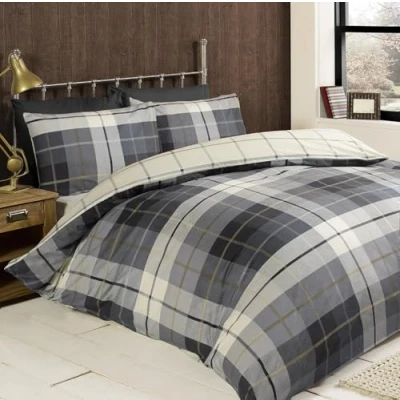 Image of Rapport Home Lomond 100% Brushed Cotton Duvet Cover Set, Blue, Single