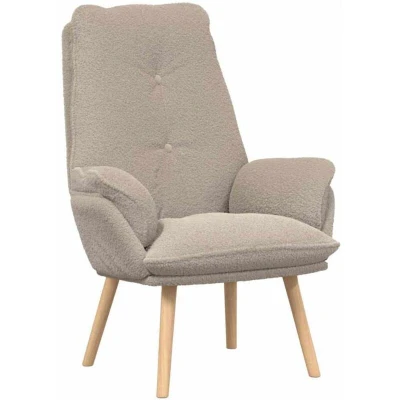 Image of Relaxing Chair Light Grey Curly Wool like Fabric Vidaxl