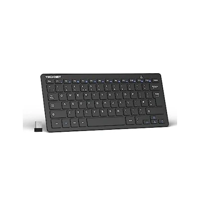 Image of TECKNET 2.4G Wireless Keyboard For Windows/Chrome OS, UK Layout Compact Mini Keyboard, Small Silent Whisper Quiet with 12 months Battery Life (Black)