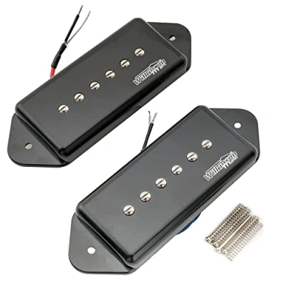 Image of Wilkinson WO90 Ceramic P90 Dogear Pickups Set for Les Paul SG Electric Guitar, Black