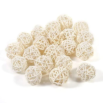 Image of Jenngaoo 20 Pcs Rattan Balls, Wickers Ball Decorative Orbs Vase Fillers for Garden Wedding Party Christmas Decoration (Diameter 1.2 Inch) (Beige)