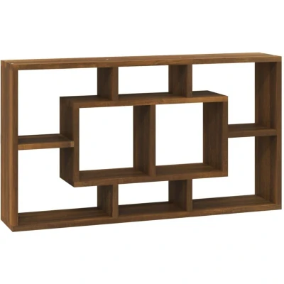Image of vidaXL Wall Display Shelf 8 Compartments Brown Oak