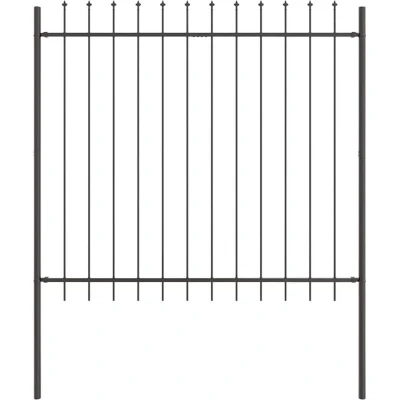 Image of vidaXL Garden Fence with Spear Top Grey 1,7x1,5 m Steel