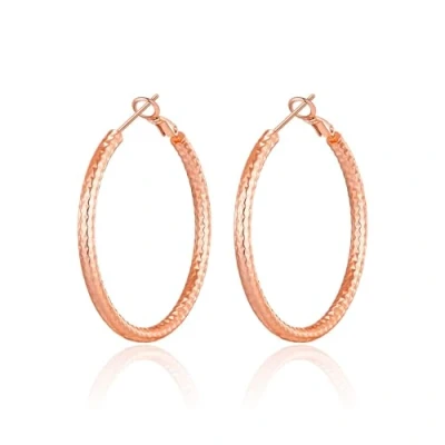 Image of Philip Jones Rose Gold Plated 40mm Diamond Cut Hoop Earrings