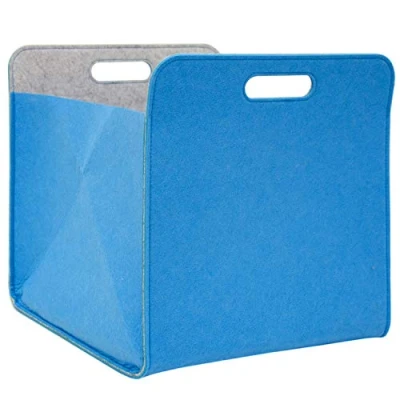 Image of DuneDesign Felt Storage Box 33x33x38cm Kallax Basket Ikea Shelf Inset Cube Blue