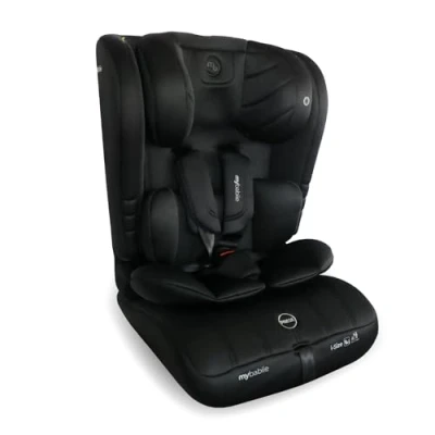 Image of My Babiie MBCS50 Toddler to Booster R129 Child Car Seat 5 Point Harness, 76 150cm (Approx. 9 36kg, 15 Months 12 Years), i Size, Group 1/2/3, Adjustable, Forward Facing Black