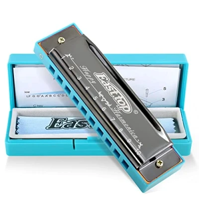 Image of East top Blues Harmonica, 10 Holes C Key Beginner Harmonica for Kids Children Adults and Students
