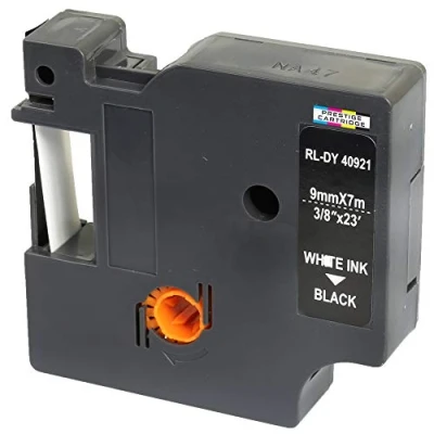 Image of Compatible Label Tape 40921 White on Black 9mm x 7m Replacement for LabelManager LM 160 210D 220P 260P 280 360D 420P 450D 500TS PnP MobileLabeler LabelPoint LabelWriter LW 400 450 Duo