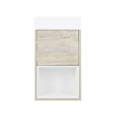 Image of Milano Bexley 400mm Bathroom Wall Hung Cloakroom Vanity Unit Countertop Basin Light Oak