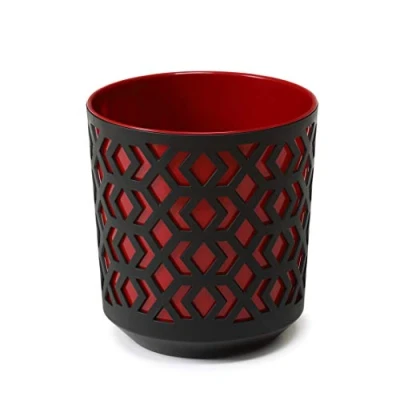 Image of AZTEK Flowerpot Herb Plant Flower pot Ø 19,5, H:20 cm Balcony Garden Container Bucket casing colourful planters indoor/outdoor pots Mix! Match! Play! (Black + Red)