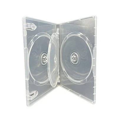 Image of 10 x Dragon Trading 3 Disc CD DVD Blu Ray Cases.Clear Case To Hold Discs. Has 14mm Spine And Booklet Clips Outer Sleeve For Artwork Inlay.