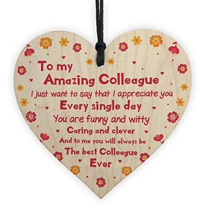 Image of RED OCEAN Novelty Wooden Heart For Amazing Colleague Friendship Thank You Gift Leaving Job or Work