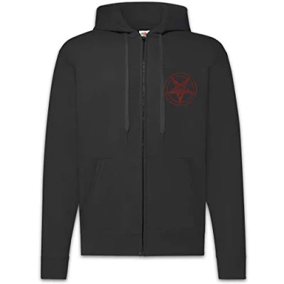 Image of Urban Backwoods Baphomet Pentagram Sign Men Zipper Hoodie Hooded Sweatshirt Black Size S