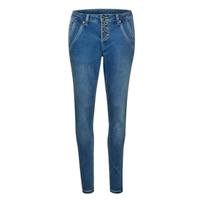 Image of Cream Women&#039;s Jeans Pants Mid Waist Skinny Slim, Rich Blue Denim, 33W x 32L