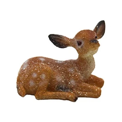 Image of Melody Jane Dolls House Christmas Fawn Snowy Baby Deer Miniature Animal 1:12 Accessory