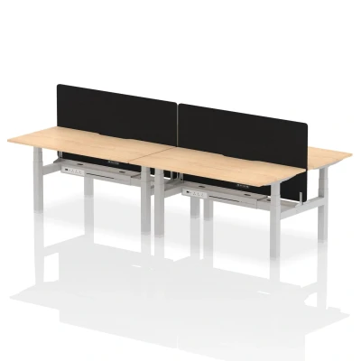 Image of Air B2B 1600x800 Adjustable 4P Bench Desk Scallop Maple/Silver +Screen