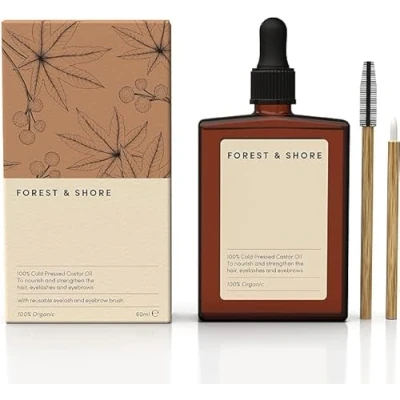Image of Forest &amp; Shore Castor Oil 100% Natural Organic for Hair Growth, Eyebrows, Eyelashes and Skin Tonic