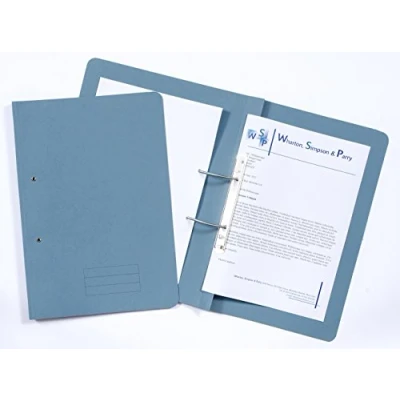 Image of Exacompta Ref TFM50 BLUZ Spiral Files for Punched Papers, A4 &amp; Foolscap, 285gsm Medium Weight Premium Manilla, 350mm x 250mm, Metal Spring Mechanism Blue, Pack of 50
