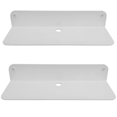 Image of Galleksa Set of 2 Floating Metal Wall Mounted Shelves 32cm White