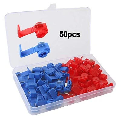 Image of QitinDasen 50Pcs Quick Splice Wire Connectors Set, Terminal, Electrical Connector, Connector Branch (25Pcs Red + 25Pcs Blue)