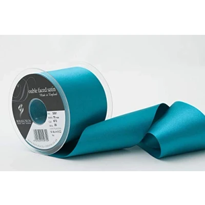 Image of Berisfords Double Faced Satin Ribbon, Malibu Blue, 70 mm Width, 20 metre Length