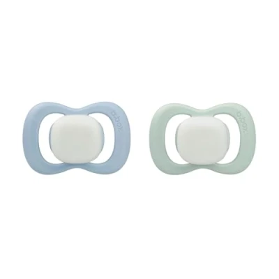 Image of b.box Pacifier Soother Dummy Size 2 (2 Pack) Glow in The Dark Symmetrical Silicone Teat and Shield Antimicrobial BPA Free 6m+