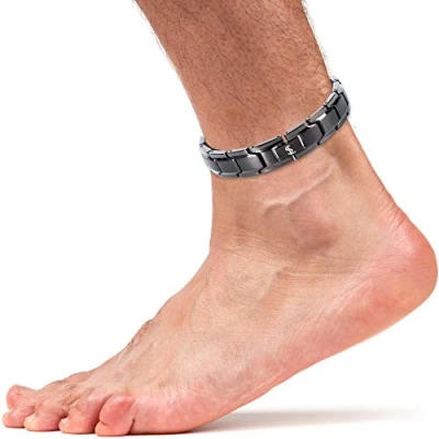 Image of Smarter LifeStyle Elegant Titanium Magnetic Anklet (Large Bracelet/Anklet (26cm): Gunmetal Grey)