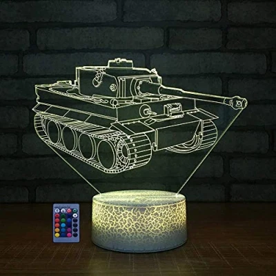 Image of HPBN8 Ltd Optical Illusion 3D Tank Night Light USB Powered Touch Switch Remote Control LED Decor Lamp 7/16 Colors Changing Children Kids Toy Christmas Xmas Brithday Gift