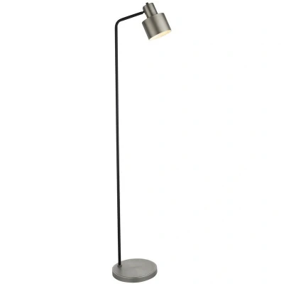 Image of Mayfield Task Floor Lamp Brushed Silver Plate Finish, Matt Black