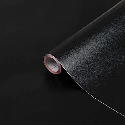 Image of d c fix vinyl wrap Black leather 45 cm x 2 m sticky back plastic roll for furniture, kitchen &amp; cupboards contact paper sticker self adhesive film