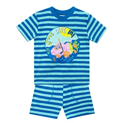 Image of Peppa Pig T Shirt and Shorts Set George Clothes for Summer Boys Beach Short Multicolour 2 3 Years